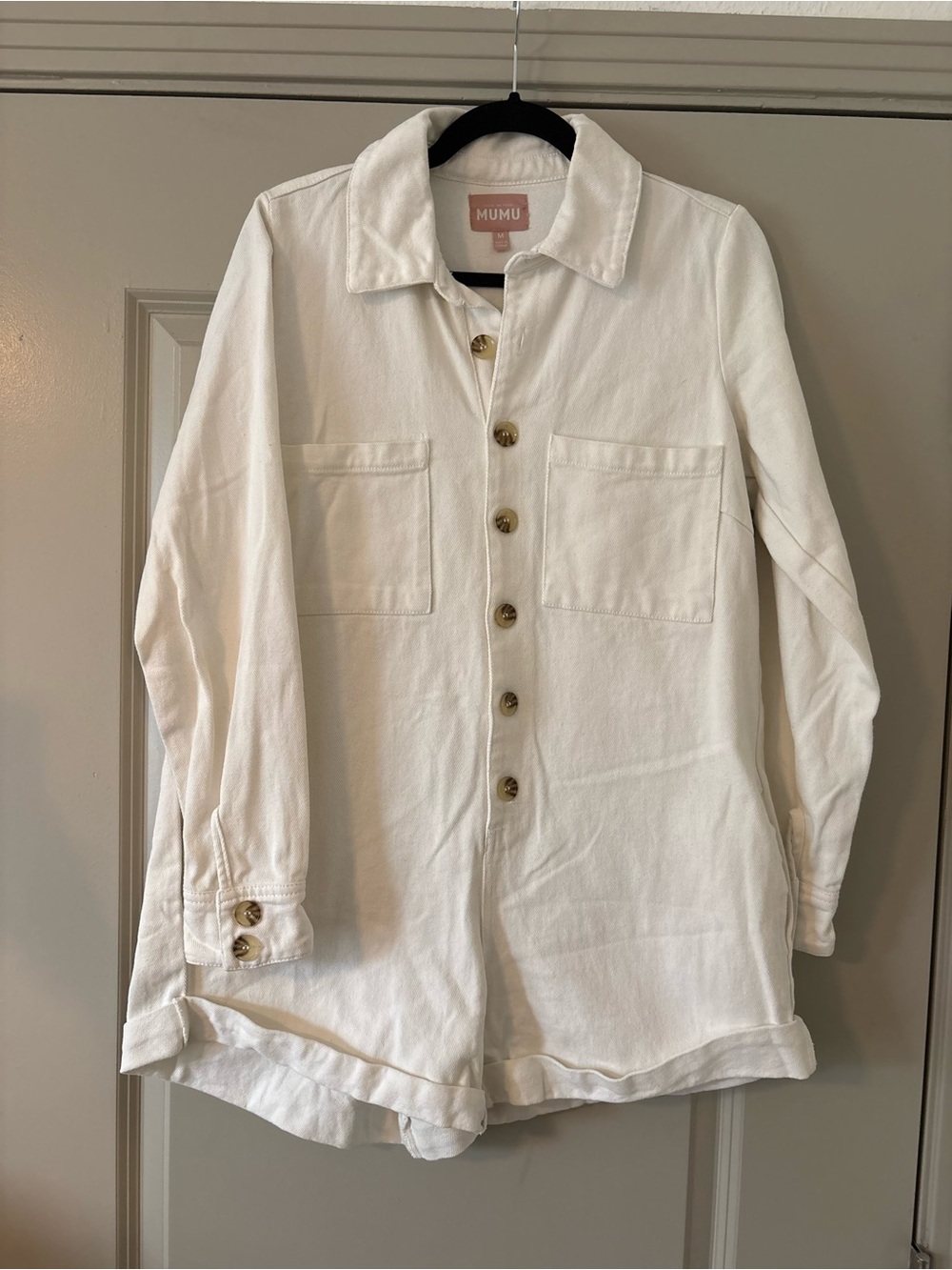 Show Me Your Mumu Women's White Button-Front Shirt Jacket